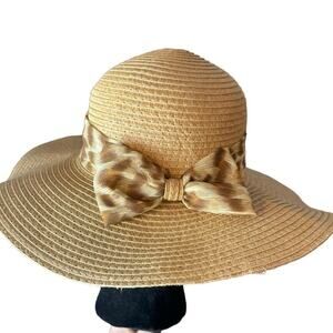Alessia Bianchi Brown Animal Print Wide Brim Sun Hat Women's One Size